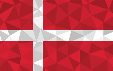 Low poly Denmark flag vector illustration. Triangular Danish flag graphic. Denmark country flag is a symbol of independence.