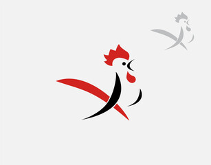 Obraz premium chicken logo on white background in vector illustration