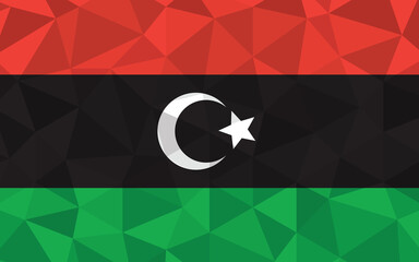 Low poly Libya flag vector illustration. Triangular Libyan flag graphic. Libya country flag is a symbol of independence.