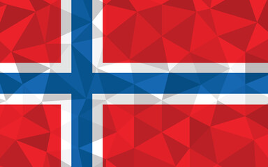 Low poly Norway flag vector illustration. Triangular Norwegian flag graphic. Norway country flag is a symbol of independence.
