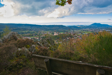 Blick vom Roche de Sphinx bei Anould in den Vogesen