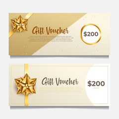 elegant Gift voucher template with golden style.