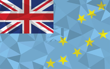 Low poly Tuvalu flag vector illustration. Triangular Tuvaluan flag graphic. Tuvalu country flag is a symbol of independence.