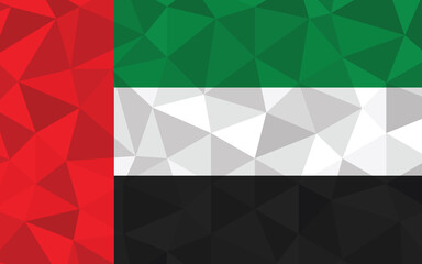 Low poly United Arab Emirates flag vector illustration. Triangular Emirati flag graphic. United Arab Emirates country flag is a symbol of independence.