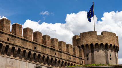 San Angelo  Castle, European Union Flag, Rome