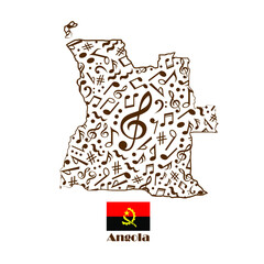 Angola map flag made from music notes. 
