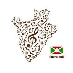 Burundi map flag made from music notes.