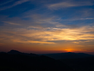Sunset in Pieniny Mountains in summer
