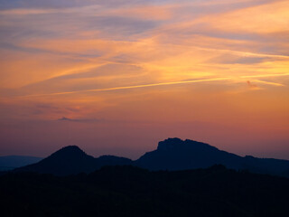 Sunset in Pieniny Mountains in summer