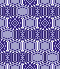 Japanese Hexagon Mosaic Vector Seamless Pattern