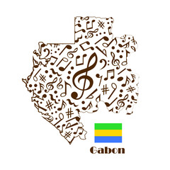 Gabon map flag made from music notes. 