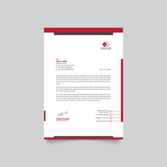 Clean Minimal Red and Black Corporate Letterhead Design Template