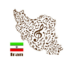 Iran map flag made from music notes. 