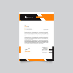 Corporate Creative Black and Orange Color Letterhead Template Design Vector Illustration