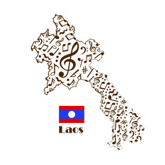 Laos map flag made from music notes. 