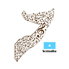 Somalia map flag made from music notes. 
