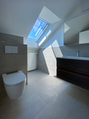 Rental apartment bathroom cleaned and ready for a new tenant to move in - Modern, bright apartment...