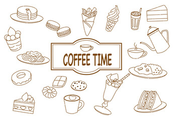 カフェ　食べ物　アイコンセット