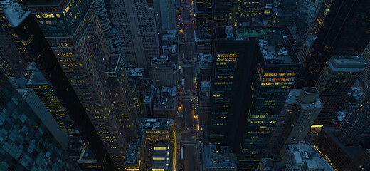 view of the city and big building and lightning 