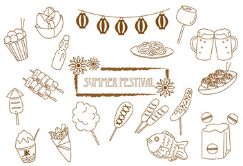 夏祭り　食べ物　アイコンセット