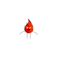 a fire element with face and hand and legs (legs and hands){stick figure}