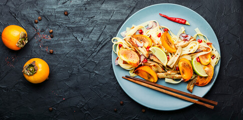 Noodles with persimmon