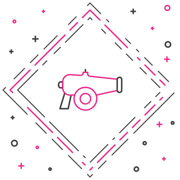 recommend clip art: Line Cannon icon isolated on white background. Colorful outline concept. Vector.