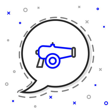 recommend clip art: Line Cannon icon isolated on white background. Colorful outline concept. Vector.