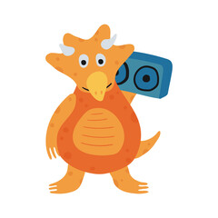 Funny dinosaur in cartoon style isolated on a white background. Bright cute animal characters for kids. Vector illustration