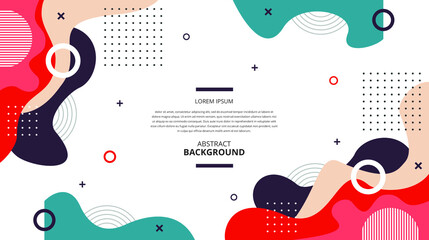 Fototapeta premium Abstract flat gemetric fluid shapes white background.