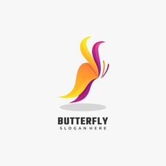 Vector Logo Illustration Butterfly Gradient Colorful Style.
