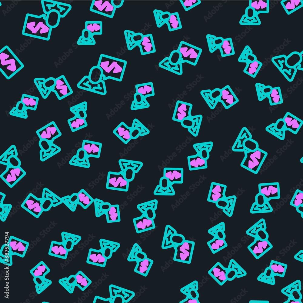 Wall mural line web design and front end development icon isolated seamless pattern on black background. vector