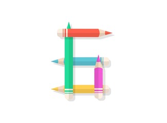 6 number font made of multicolored pencils. Vector design element for logo, banner, posters, card, labels etc.