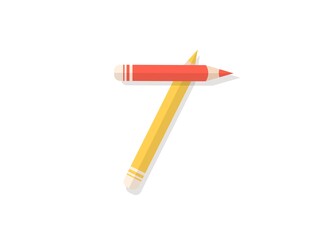 7 number font made of multicolored pencils. Vector design element for logo, banner, posters, card, labels etc.