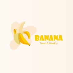 Banana icon and logo on light pink background
