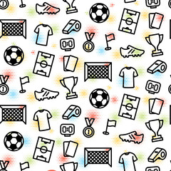 Football icons seamless pattern - soccer illustrations repeat print design