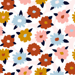 Cute flowers seamless pattern - Childish design for wrapping paper and textile