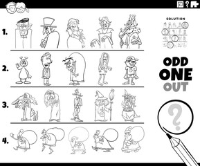 odd one out holiday characters picture coloring book page