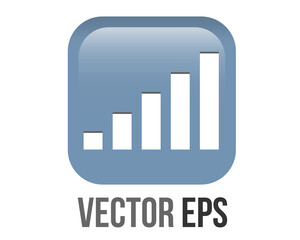 Vector gradient blue antenna signals bars round corner square emoji icon button