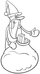 cartoon Santa Claus Christmas character with sack of presents