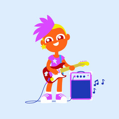 punk rock girl, cartoon style, isolated vector illustration.