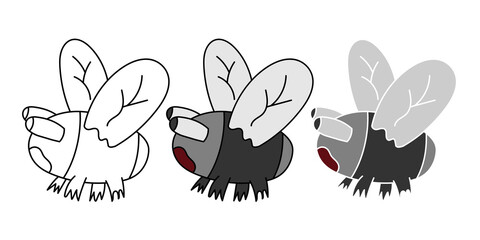 flies Looking Surprised hand drawn design vector