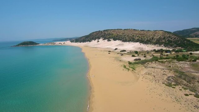North Cyprus Golden Sand Beach Karpass Peninsula drone footage