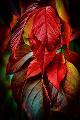 Makro buntes rotes Herbstlaub