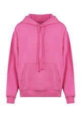 Pink sweatshirt with a hood. Front view