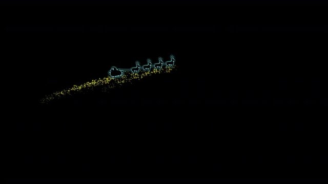 サンタがクリスマスにトナカイとソリで空を飛ぶ透過素材（冒頭10秒がプレビュー、最後の10秒がアルファチャンネル）