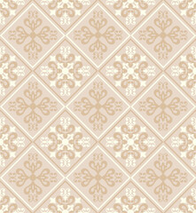 Seamless brown background with light pattern in baroque style. Vector retro illustration. Ideal for printing on fabric or paper for wallpapers, textile, wrapping. 