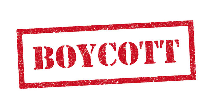 Vector Illustration Of The Word Boycott Red Ink Stamp