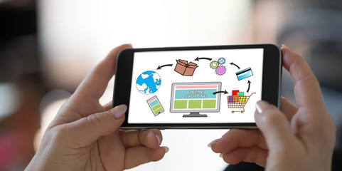 Fototapeta na wymiar Online shopping concept on a smartphone