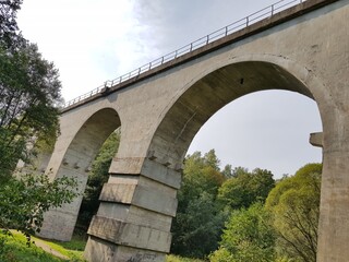 Stone pillars of the old railway bridge